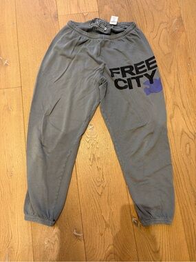 Free City Gray Sweatpants with Purple Accent